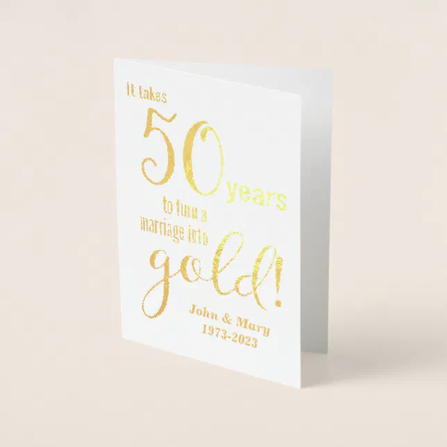 50th Wedding Anniversary Gold Foil Card | Zazzle