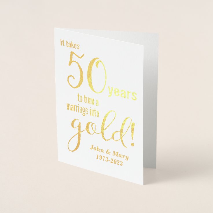 50th Wedding Anniversary Gold Foil Card Zazzle