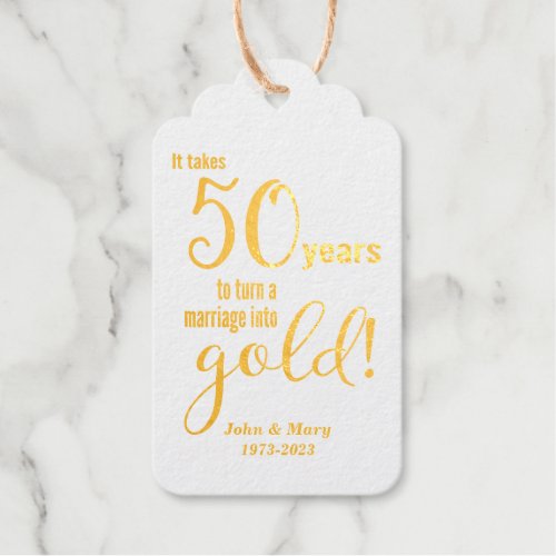 50th Wedding Anniversary Gold Foil Gift Tags