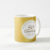 50th Wedding Anniversary Gold Foil Hearts Confetti Coffee Mug (Front Right)