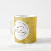 50th Wedding Anniversary Gold Foil Hearts Confetti Coffee Mug (Front Left)