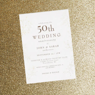 50th Wedding Anniversary Gold Foil Invitation