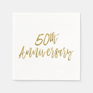 50th Wedding Anniversary Gold Foil Napkins
