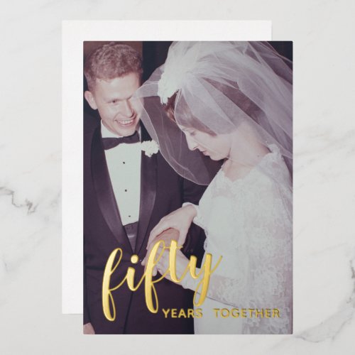 50th Wedding Anniversary Gold Foil & Photo