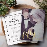 50th Wedding Anniversary Gold Foil & Photo Foil Invitation<br><div class="desc">An elegant yet modern design with a modern photo frame on one side and the invitation information on the second side.</div>