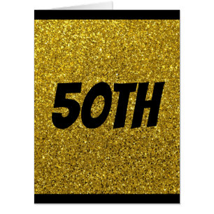 50TH WEDDING ANNIVERSARY GOLD "GLITTER" HUGE CARD