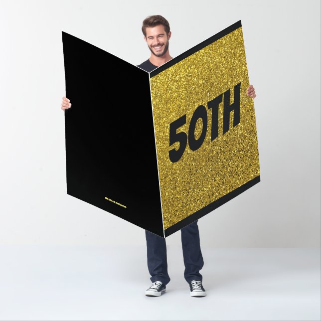 50TH WEDDING ANNIVERSARY GOLD "GLITTER" HUGE CARD (In Situ)