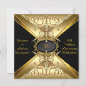 50th Wedding Anniversary Gold Golden Jewel 2 Invitation (Front)