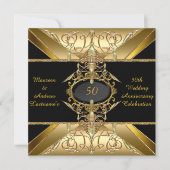 50th Wedding Anniversary Gold Golden Jewel Invitation (Front)