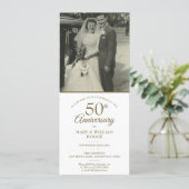 50th Wedding Anniversary Gold Heart Confetti Photo Invitation (Standing Front)