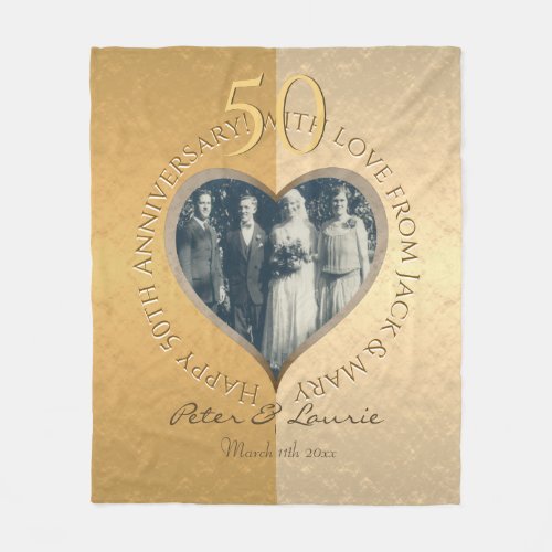 50th Wedding Anniversary Gold Heart Photo