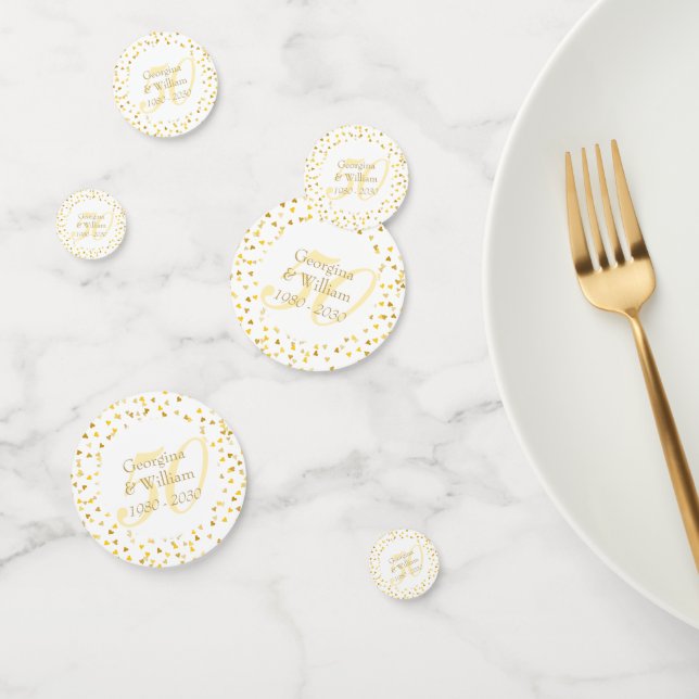 50th Wedding Anniversary Gold Hearts Confetti (Group)