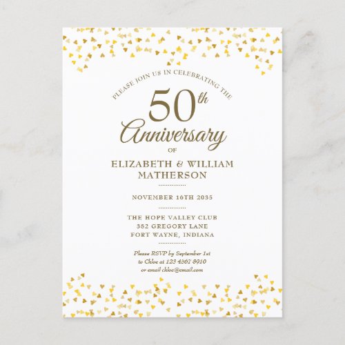 50th Wedding Anniversary Gold Hearts Confetti 