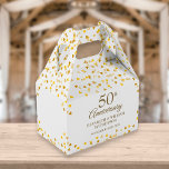 50th Wedding Anniversary Gold Hearts Favor Box<br><div class="desc">Elegant 50th golden wedding anniversary favor box featuring gold hearts confetti scattered across your names,  special date and thank you message set in modern typography. A perfect way to say thank you to your guests! Designed by Thisisnotme©</div>