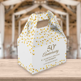 50th Wedding Anniversary Gold Hearts Favor Box