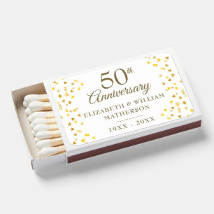 50th Wedding Anniversary Gold Hearts Matchboxes