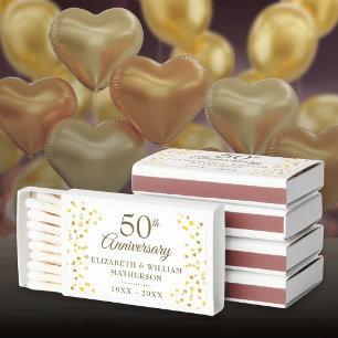50th Wedding Anniversary Gold Hearts Matchboxes