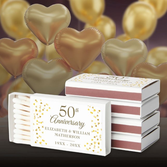 50th Wedding Anniversary Gold Hearts Matchboxes (50th Wedding Anniversary Gold Hearts Matchboxes)