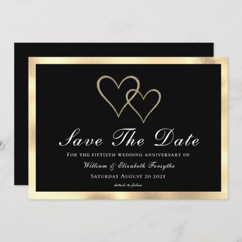 50th Wedding Anniversary Gold Hearts  Save The Date