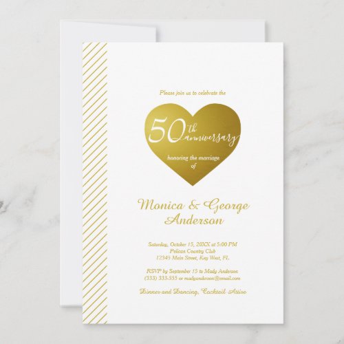 50th Wedding Anniversary Gold Invitation