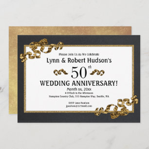50th Wedding Anniversary Gold Invitation