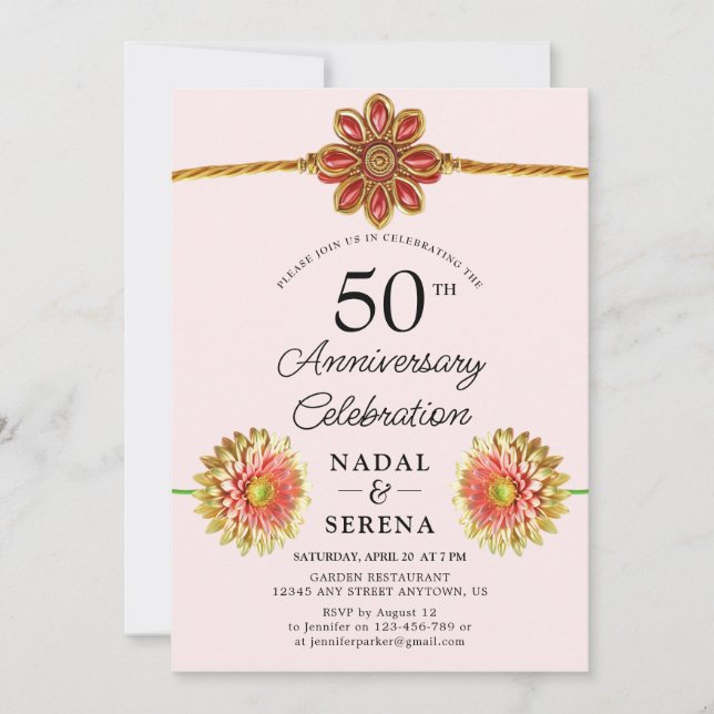 50th Wedding Anniversary Gold  Invitation (Front)