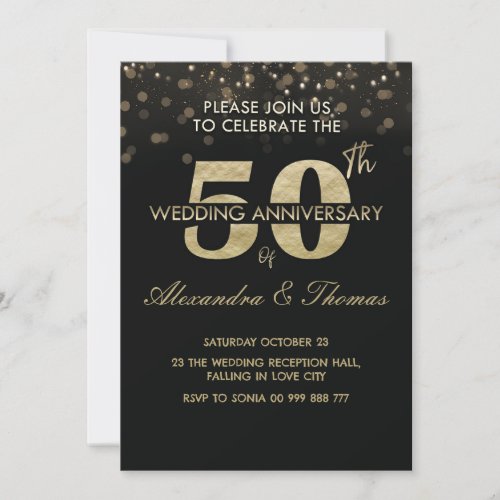 50th Wedding Anniversary Gold  Invitation