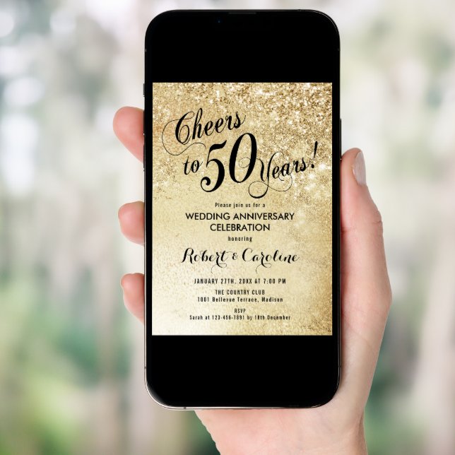 50th Wedding Anniversary Gold Invitation (Front Digital)