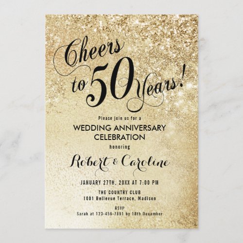 50th Wedding Anniversary Gold Invitation