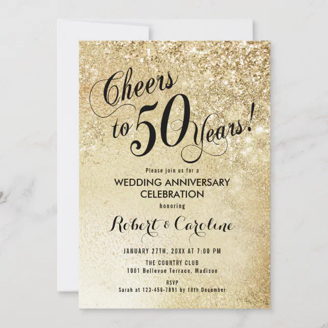 50th Wedding Anniversary Gold Invitation | Zazzle