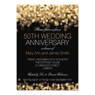 50th Wedding Anniversary Gold Lights Card
