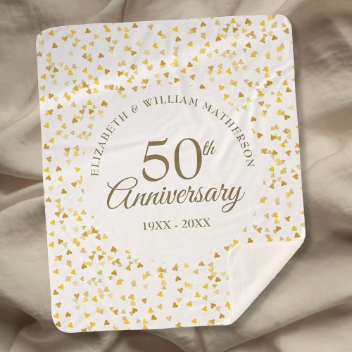 50th Wedding Anniversary Gold Love Hearts Confetti