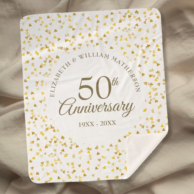 50th Wedding Anniversary Gold Love Hearts Confetti Sherpa Blanket (50th Wedding Anniversary Gold Love Hearts Confetti Sherpa Blanket)