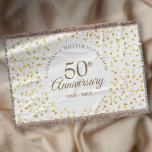 50th Wedding Anniversary Gold Love Hearts Confetti Throw Blanket<br><div class="desc">Personalise with your special fifty years golden wedding anniversary details in chic gold typography and delicate gold love hearts confetti. Designed by Thisisnotme©</div>