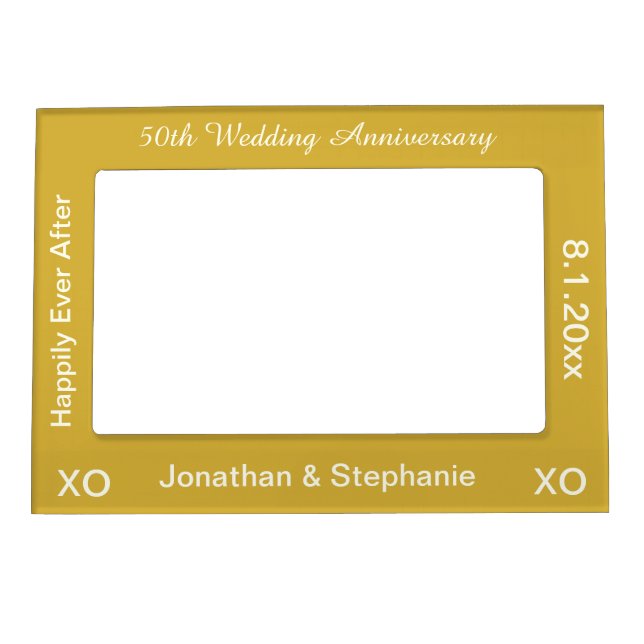 50th Wedding Anniversary Gold Magnetic Frame (Front)