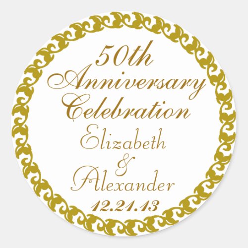 50th Wedding Anniversary_Gold Medallion Classic Round Sticker