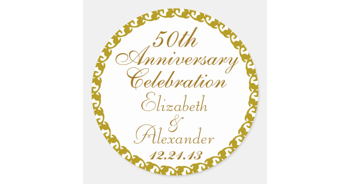 50th Wedding Anniversary-Gold Medallion Classic Round Sticker | Zazzle.com