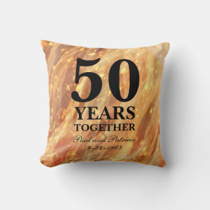 50th Wedding Anniversary Gold Party Lights Throw Pillow