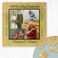 50th Wedding Anniversary Gold Personalized Photo