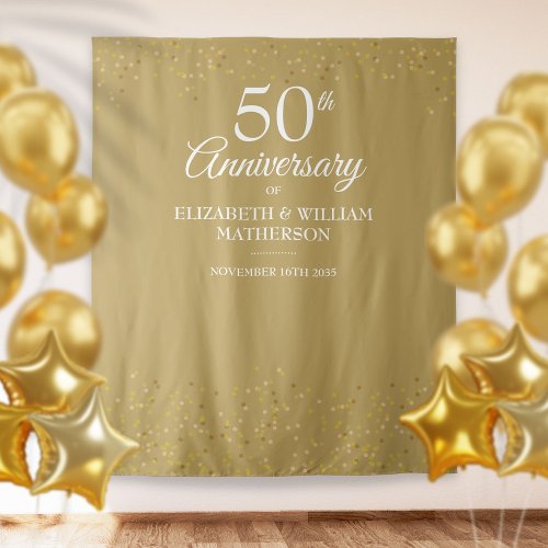 50th Wedding Anniversary Gold Photo Backdrop