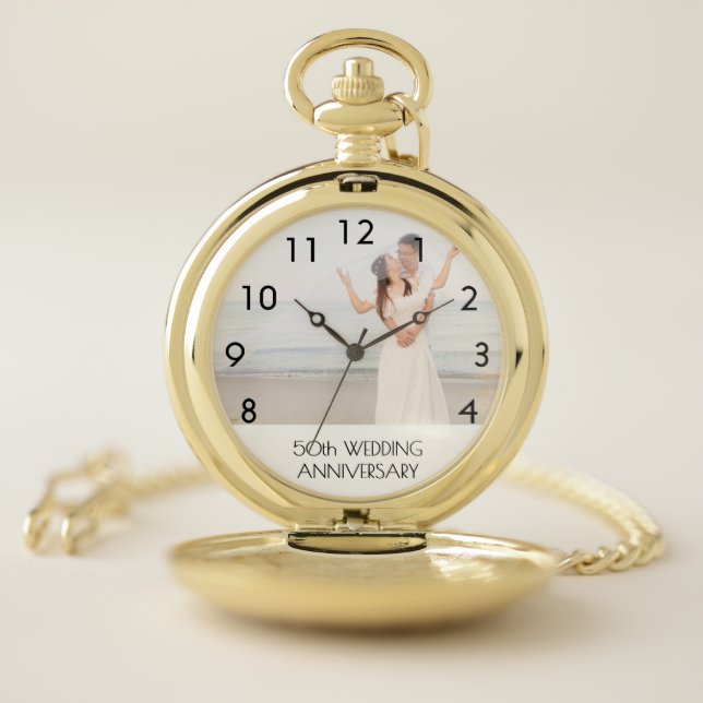 50th wedding anniversary gold photo couple pocket watch (Inside)