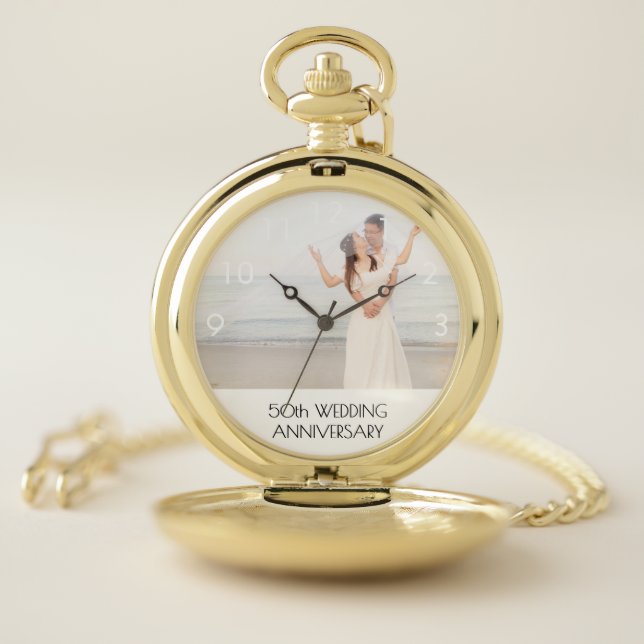 50th wedding anniversary gold photo couple pocket watch (Inside)