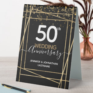 50th Wedding Anniversary Gold Photo Table Tent