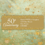 50th Wedding Anniversary Gold Return Address Label<br><div class="desc">Golden wedding 50th-anniversary return address label with your details set in elegant white text on a gold hearts background. Designed by Thisisnotme©</div>