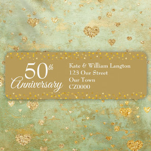 50th Wedding Anniversary Gold Return Address Label