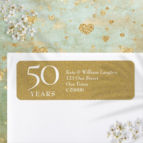 50th Wedding Anniversary Gold Return Address Label