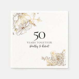 50th Wedding Anniversary Gold Roses Custom Napkins
