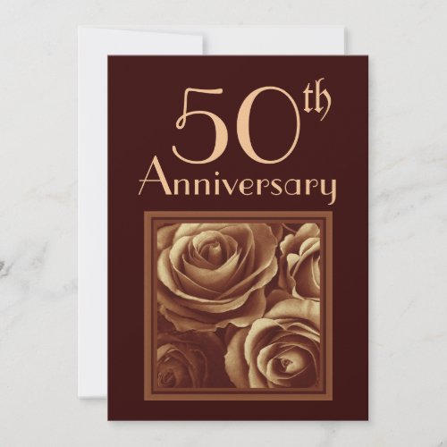 50th Wedding Anniversary GOLD Roses Invitation