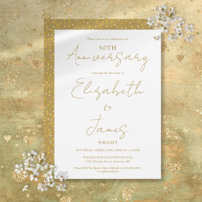 50th Wedding Anniversary Gold Script Wedding Invitation (50th Wedding Anniversary Gold Script Wedding Invitation)
