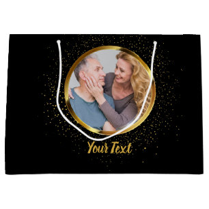 50th Wedding Anniversary Gold Sparkle Large Gift Bag